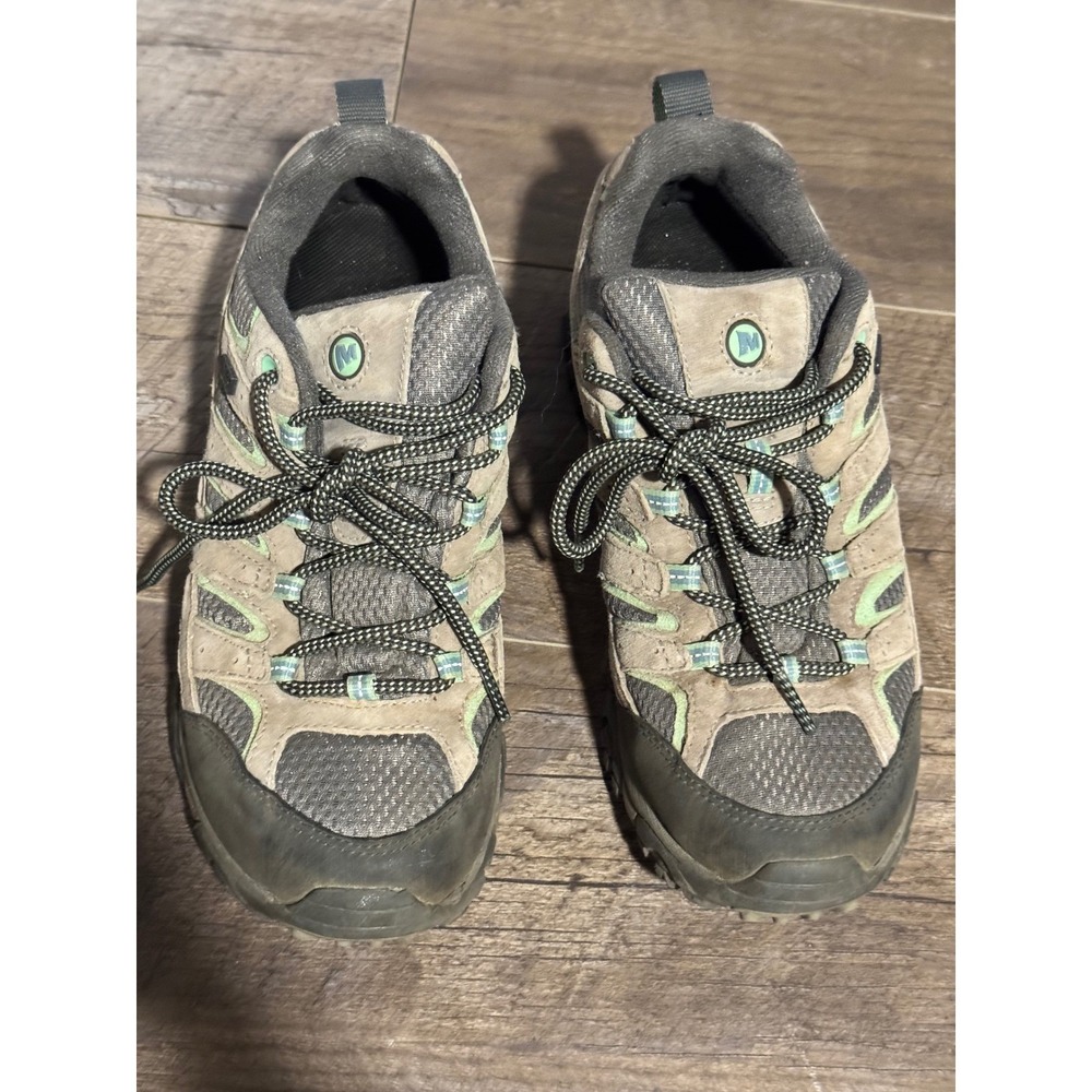 Merrell Moab 2 Vent Hiking Shoes Womens Taupe Grey Mint Green Vibram Sneakers